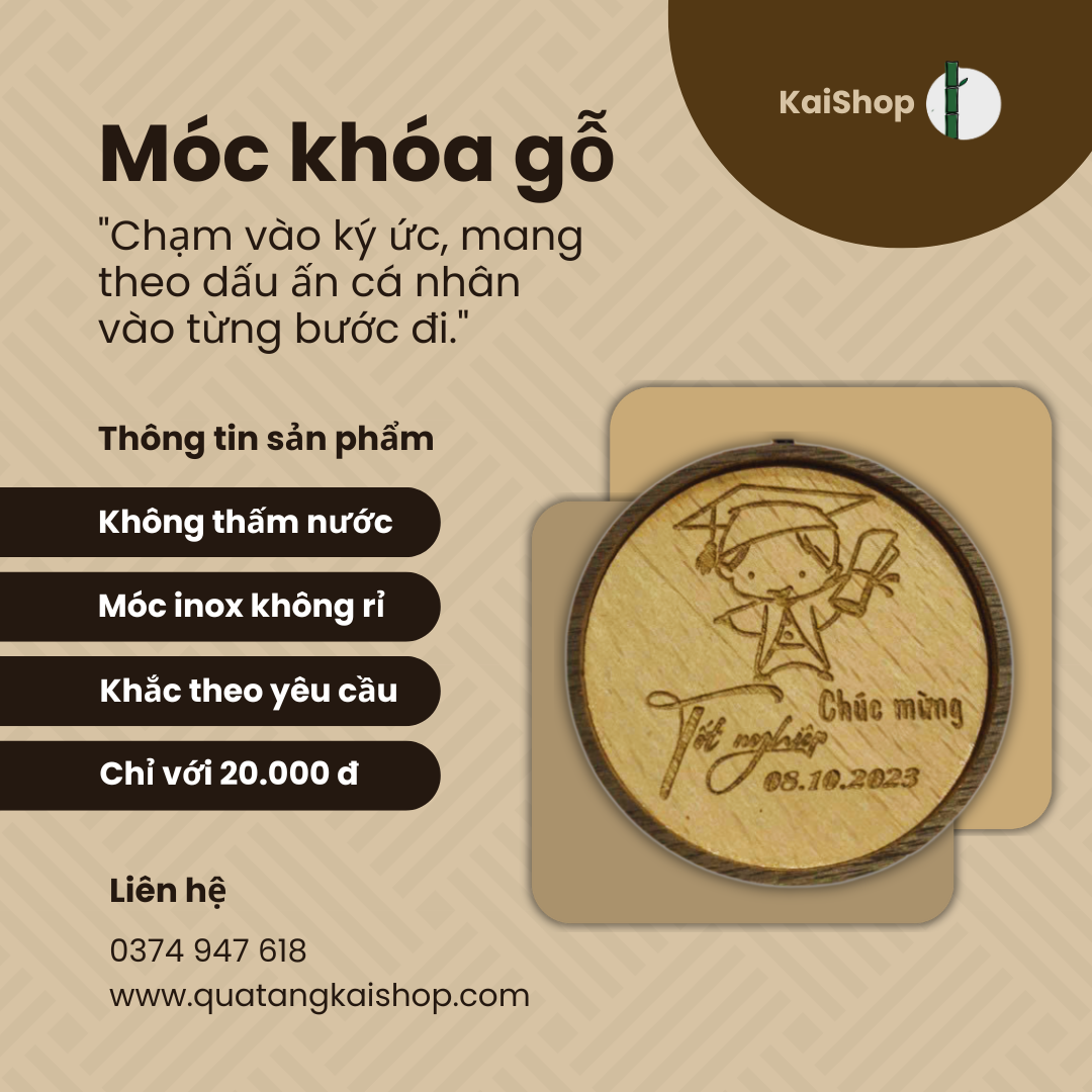 Qua tang KaiShop Móc Khóa Gỗ – Quà Tặng Nhỏ, Ý Nghĩa Lớn, Lưu Dấu Thời Gian